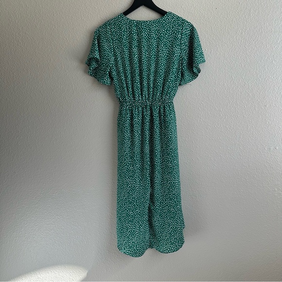 Sienna Sky Green White Polka Dot Vneck Faux Wrap Dress Dress Women’s Size Small - Picture 11 of 13